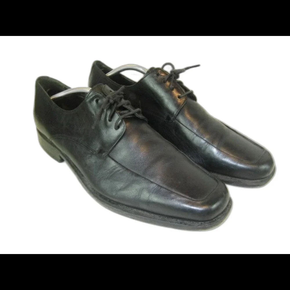 Mens Johnston & Murphy Black Leather Laced Oxfords Shoes sz 12M